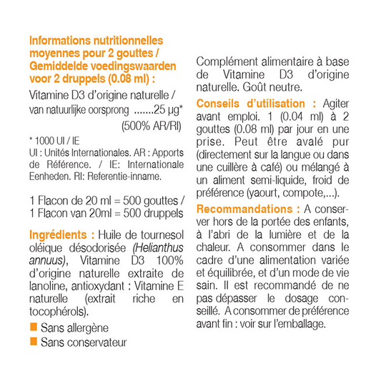 Nutriexpert Vitamine D3 1000UI 20ml-Immunité-Capital Osseux