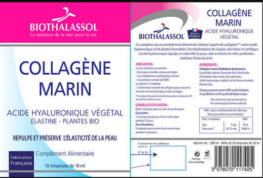 Biothalassol Collagène marin et acide hyaluronique 10 ampoules - Beauty Care  Store
