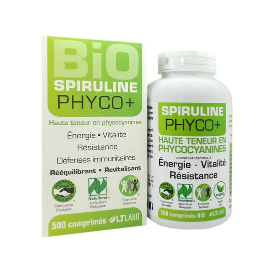 LT Labo Spiruline Bio et Vegan  Phyco+ 500 comprimes - Beauty Care  Store