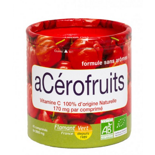 Flamant Vert acerofruits  Bio 45 comprimés Vitamine C - Beauty Care  Store