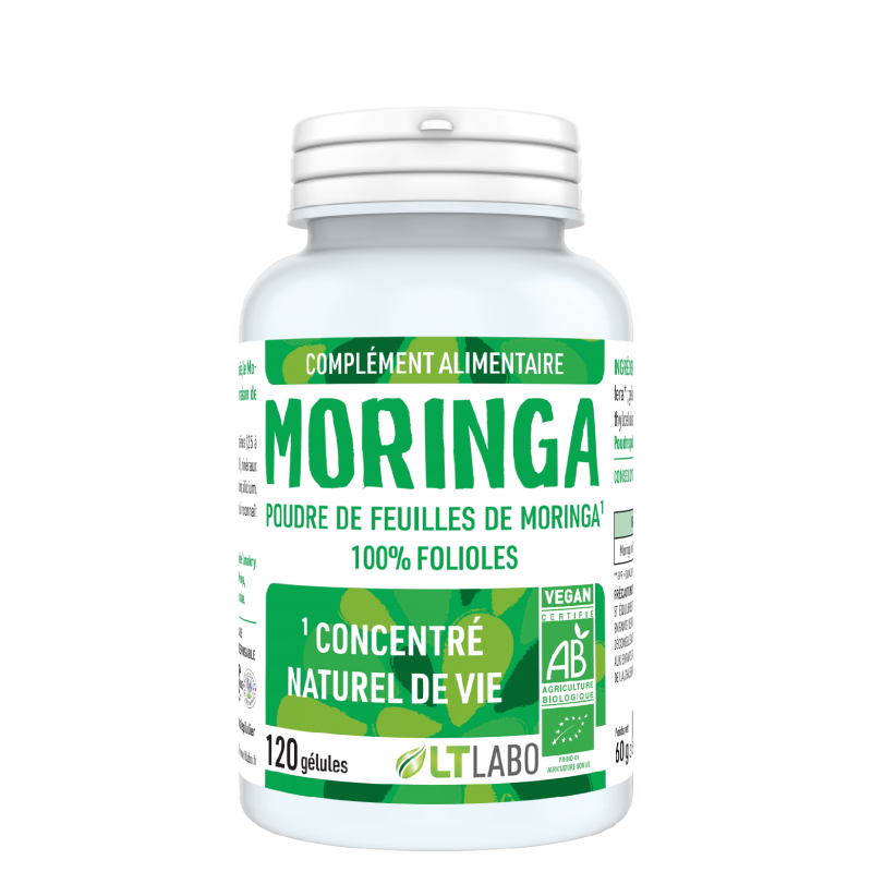 LT Labo Poudre de feuilles de Moringa Pure 100% Folioles Bio et Vegan