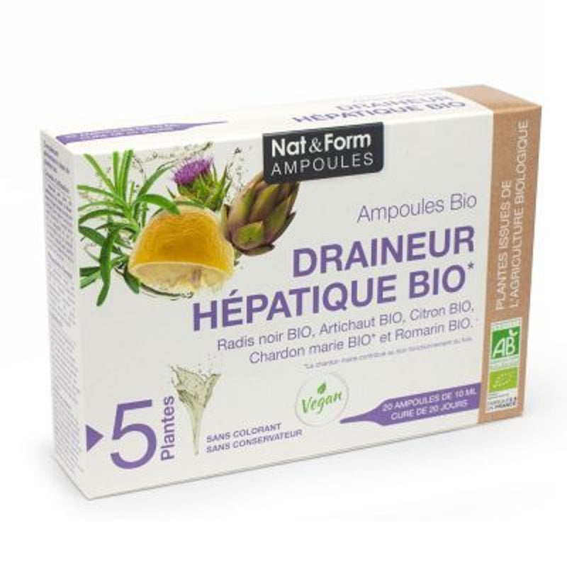 Nat & Form draineur hépatique  Bio 20 ampoules - Beauty Care  Store