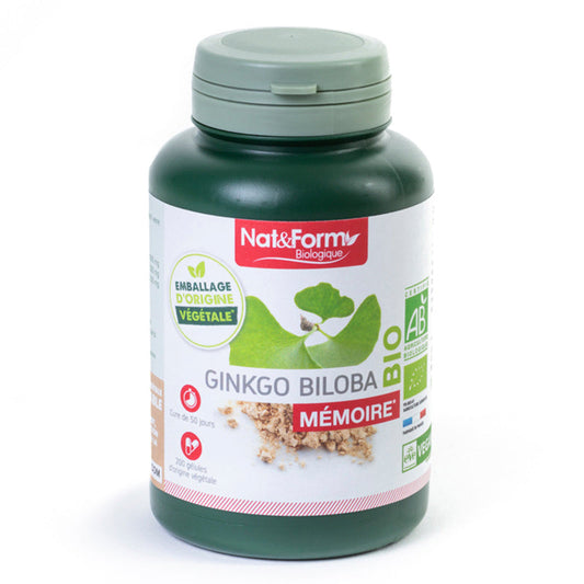 Nat & Form Ginkgo Biloba Bio et Vegan 200 gélules-Mémoire - Beauty Care  Store