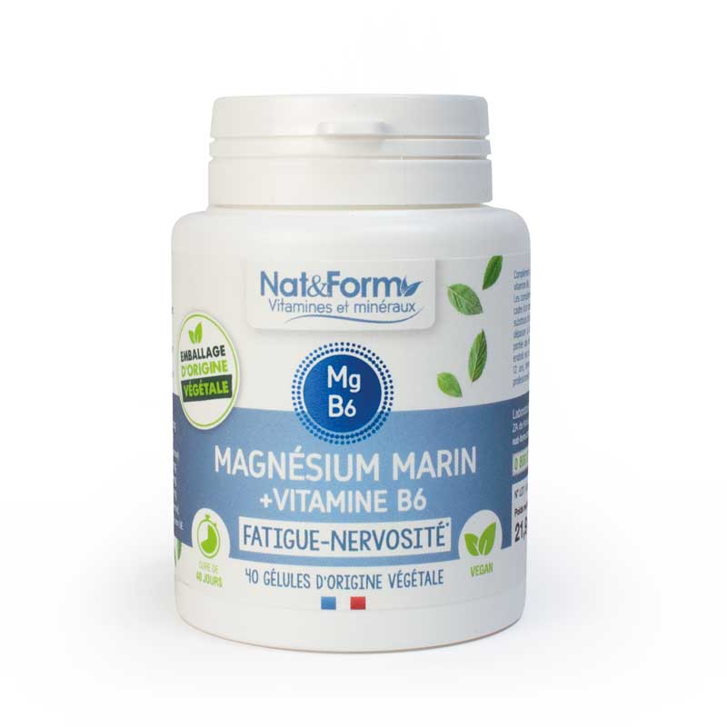 Nat & Form magnesium marin+vitamine B6 80 gélules fatigue nervosité - Beauty Care  Store