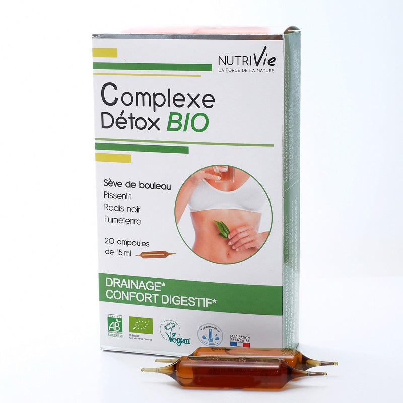 Nutrivie complexe detox Bio et Vegan drainage 20 ampoules de 15 ml - Beauty Care  Store